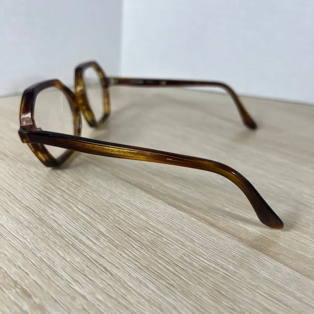 Vintage Safilo Scala Hexagon Eyeglasses Havana Brown Frames 5 1/2 Italy 48-22
